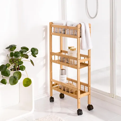 Raft îngust din bambus pe roți