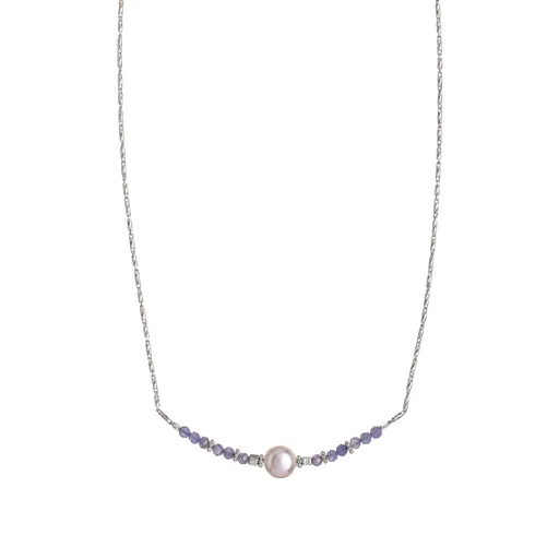 Alisia Colier de argint cu mărgele de tanzanit și perla reală AL4109-Argento-Tanzanite