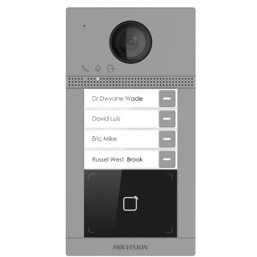 Post de exterior videointerfon IP Hikvision DS-KV8413-WME1(B)/Flush; WIFI; 4 x butoane de apelare( pentru 4 familii- permite