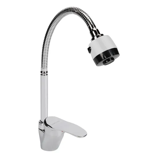 Baterie chiuveta bucatarie, baie, gat flexibil, Argintiu, Cromat