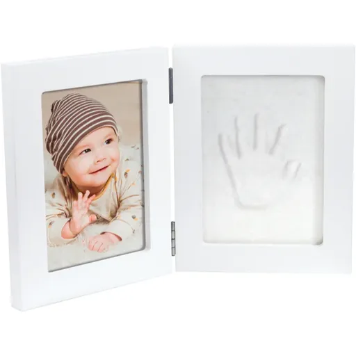 Happy Hands Double Frame Small set de mulaj pentru amprentele bebelușului White 10 cm x 15 cm + 13 cm x 17 cm 1 buc