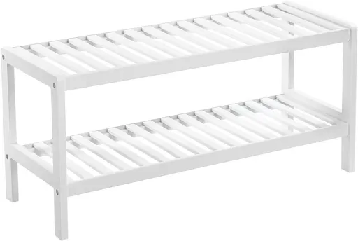 Pantofar Songmics, 70 x 26 x 33 cm, bambus, alb