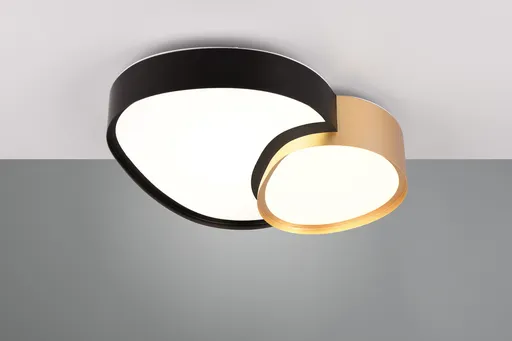 Plafoniera Rise, TRIO, 40x37.7x8 cm, 21W, 1x SMD, metal, negru/auriu