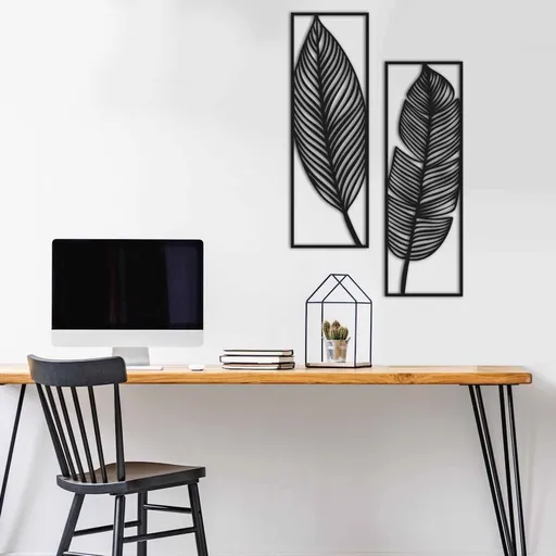 Decoratiune de perete, MT, 24 x 73 cm, 2 piese, Negru