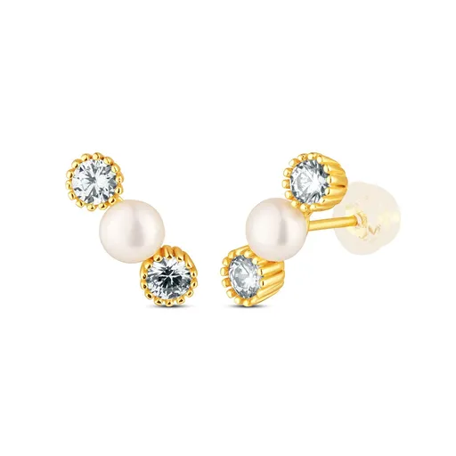JwL Luxury Pearls Cercei eleganți placați cu aur, cu perle și zirconii JL0852