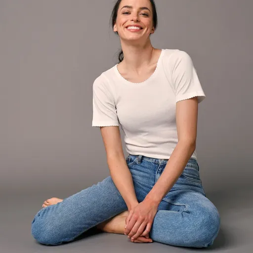 Set de 2 tricouri cu mânecă scurtă, din bumbac cu nervuri fine