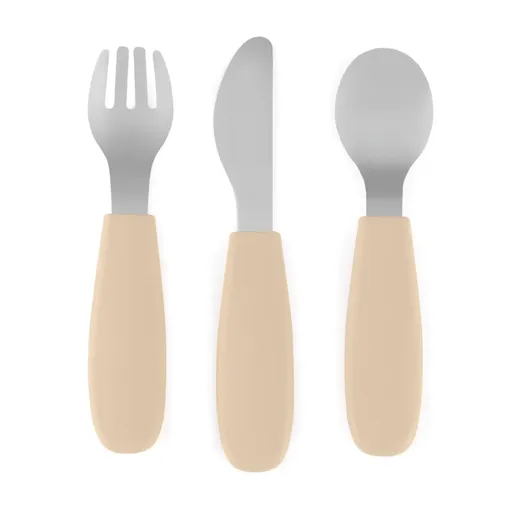 Petite&Mars Take&Match Stainless Steel Cutlery Set tacâmuri pentru copii Desert Sand 12m+ 3 buc