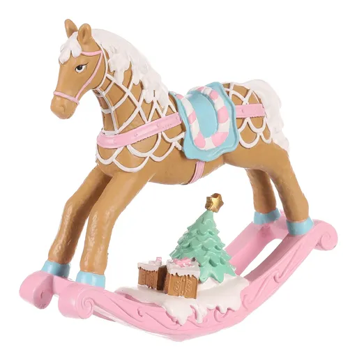 Decorațiune de Crăciun Cal balansoar, roz,poliresină, 17 cm