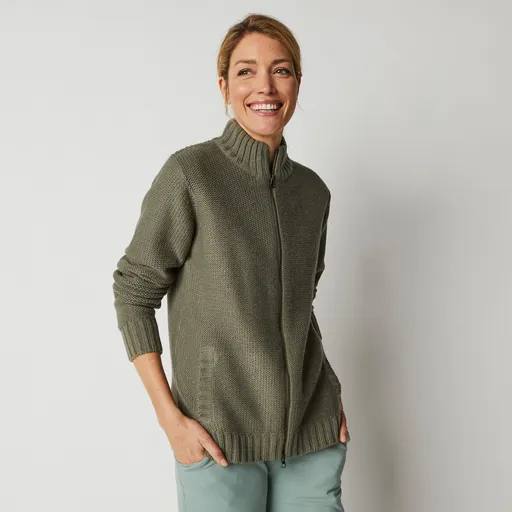 Pulover din 30% lână, cu fermoar