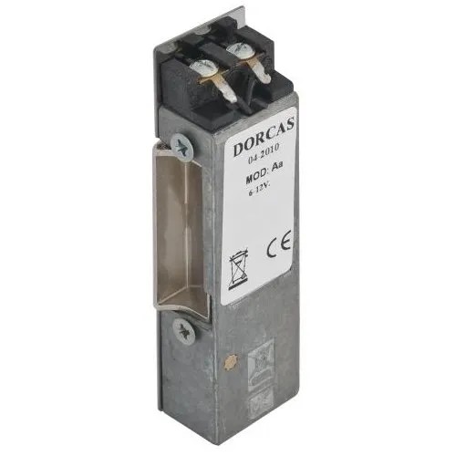 Yala electromagnetica incastrabila DORCAS-Aa acoperita, reversibila, memorie mecanica interna, 8-12V