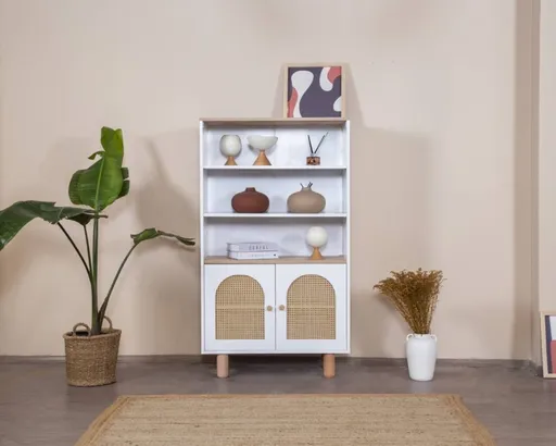 Corp biblioteca, Hanah Home, Bohem, 90x158x41 cm, Alb / Stejar