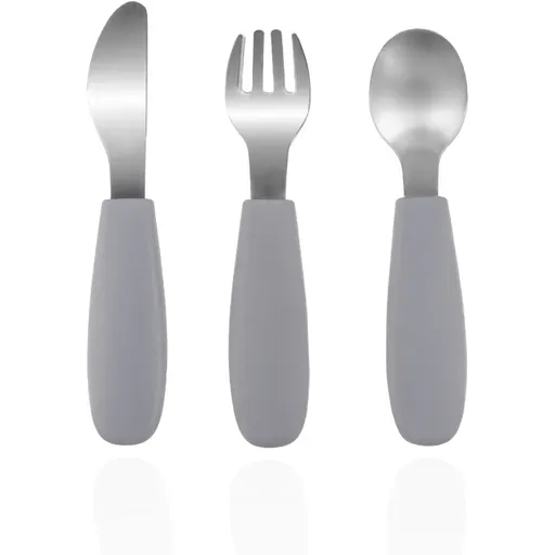 Zopa Silicone Children's Cutlery tacâmuri pentru copii 6 m+ Dove Grey 3 buc