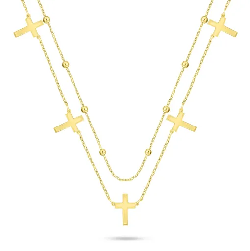 Brilio Silver Colier dublu cruce placat cu aur NCL157Y
