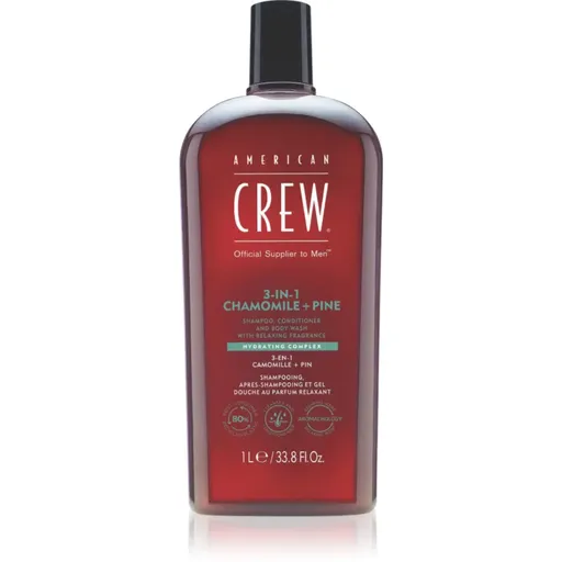 American Crew 3 in 1 Chamimile + Pine șampon, balsam și gel de duș 3 în 1 pentru barbati 1000 ml
