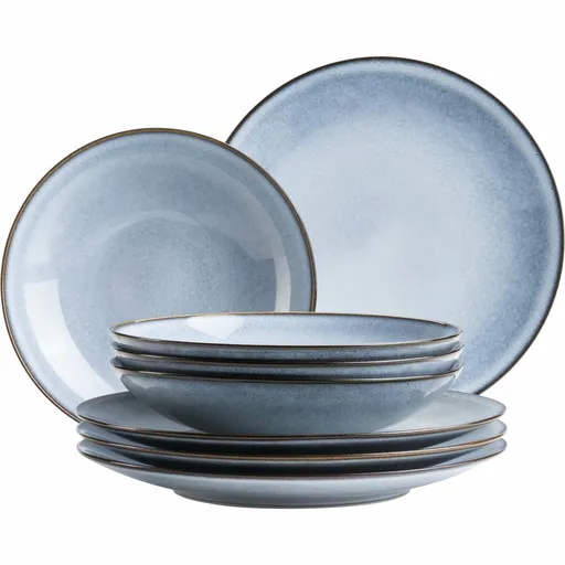 Mäser Set de farfurii adânci și plate, 8 bucăți SMOKY'S – albastru, albastru