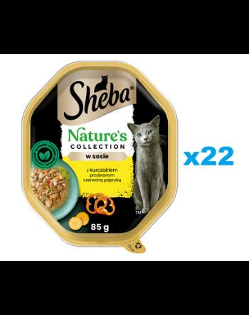 SHEBA Nature’s Collection tavi hrana 22x85 g hrana umeda pentru pisici adulte bucati cu pui in sos