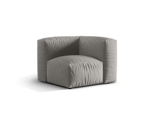 Modul pentru canapea, 1 loc, Martina-169, Micadoni Home, 100x100x75 cm, tesatura structurata catifelata, gri deschis