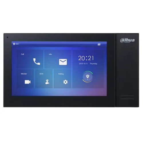 Post de interior videointerfon IP Dahua VTH2421FB-P, display 7" TFT, H.264, PoE, alarma, negru