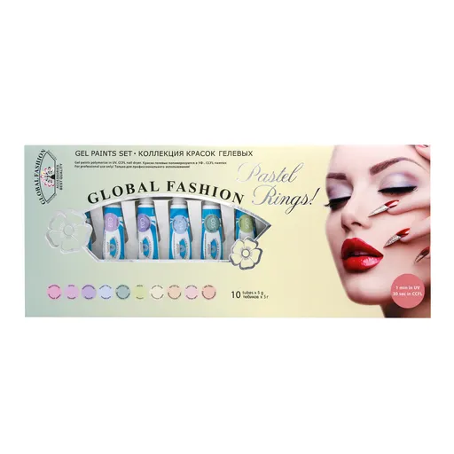 Set 10 Gel Vopsea in Tub Pastel Rings, Global Fashion, 5g, Rainbow, TPO Free
