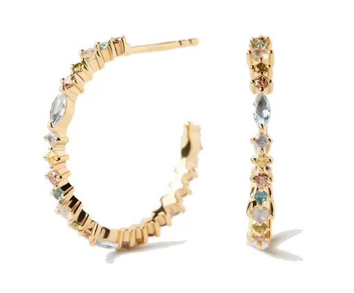 PDPAOLA Cercei fermecători placați cu aur cu pietre de zircon Lotus Colors AR01-C78-U