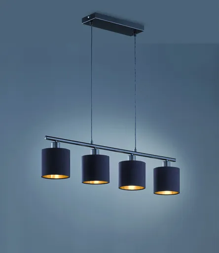 Lustra Tommy, RL, 75x12x150 cm, 28W, 4x E14, metal, negru mat