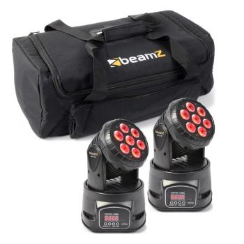 Efect de lumină Beamz, set cu geantă de transport, 2x MHL-74 Moving-Head Mini Wash & 1x Soft Case