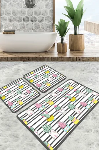 Set covorase de baie, L'essentiel Maison, Catinus Cactus Djt, Multicolor