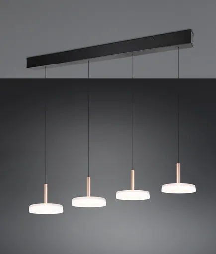 Lustra Celeste, TRIO, 115x22x200 cm, 7.5W, 4x SMD LED, metal, negru/alb