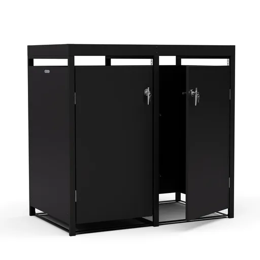 Blumfeldt BinSafe, coș de gunoi, 2 coșuri de gunoi, 240 l, cu încuietoare, din oțel galvanizat rezistent la intemperii, acoperiș