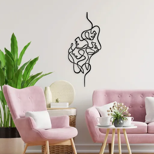 Decoratiune de perete, Faces, Dimensiune: 40 x 100 cm, Negru