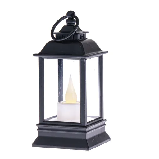 Lanterna cu lumânare LED Cremona neagră, 6 x 13 cm, negru
