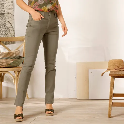 Pantaloni drepți cu talie înaltă, siluetă mică