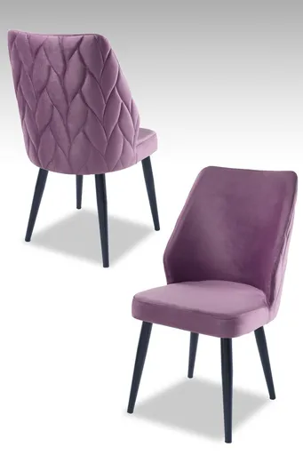 Set scaune 4 piese, Hanah Home, Pufi, PAL, Liliac / Negru