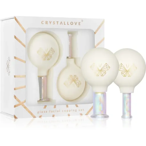 Crystallove Glass Facial Cupping Set set de instrumente pentru masaj pentru fata, gat si piept 2 buc