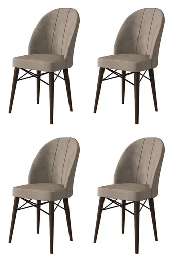 Set scaune 4 piese, Hanah Home, Ritim, Cappuccino/Maro