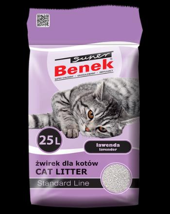 BENEK Super Standard Asternut din bentonita pentru litiera, cu lavanda 25 L