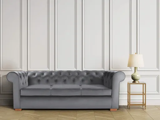 Canapea Oxford Chesterfield, 93x214x75 cm, 3 locuri, Antracit