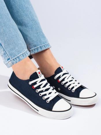 Frumoși adidași albastru închis pentru femei fără toc