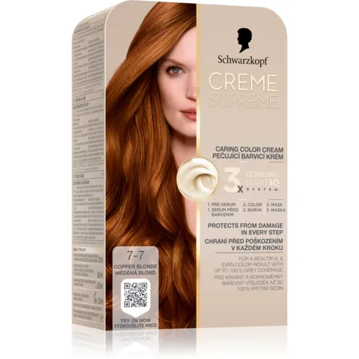 Schwarzkopf Creme Supreme Culoare permanenta pentru par culoare 7-7 Copper Blonde 60 ml