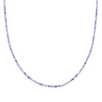 Sparkling Jewels Colier cu mărgele cu aventurin albastru NLK04S-G37