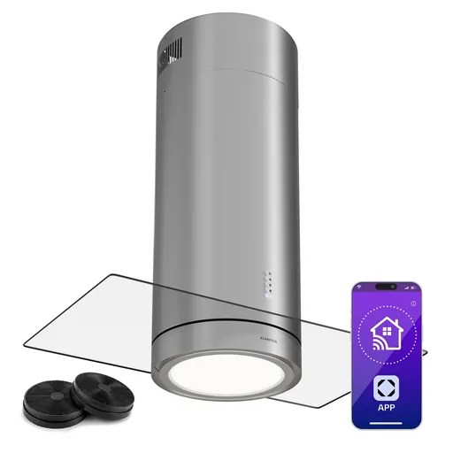 Klarstein Beretta Premium Smart, hotă tip insulă, 544 m³/h, aparat, extracție/recirculare, LED, filtru cu carbon activat