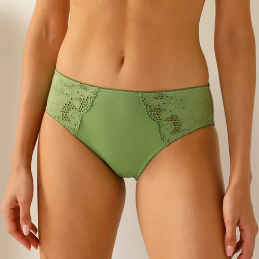 Set de 2 chiloți midi de culoare uni Olbia de la Confidence Lingerie® cu broderie ajurata