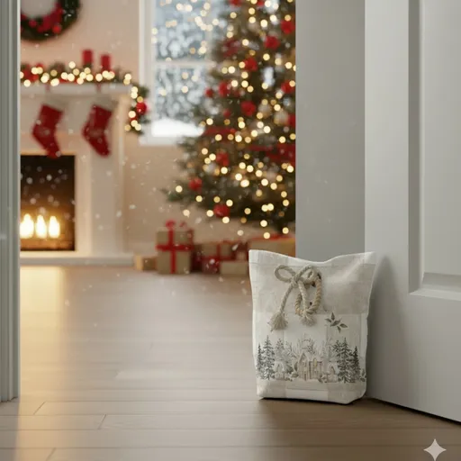 Stopper de ușă de Crăciun Nostalgie de iarnă, 22 x 23 cm