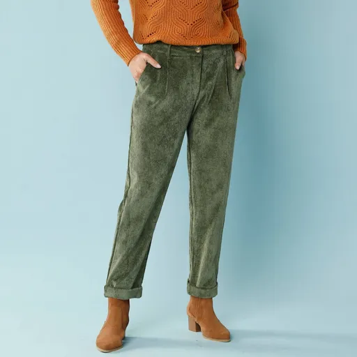 Pantaloni chino din catifea reiată 7/8 pentru o siluetă mai mică