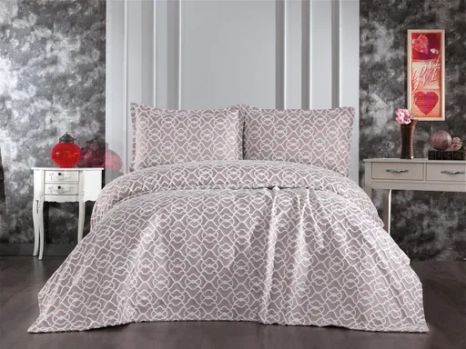 Set cuvertura de pat dubla 3 piese, L'essentiel Maison, Merlin, Cappuccino