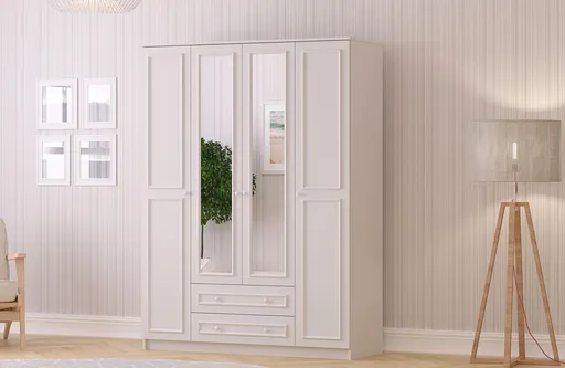 Dulap pentru haine, Hanah Home, Rb-186-02, 140x184x52 cm, Alb mat