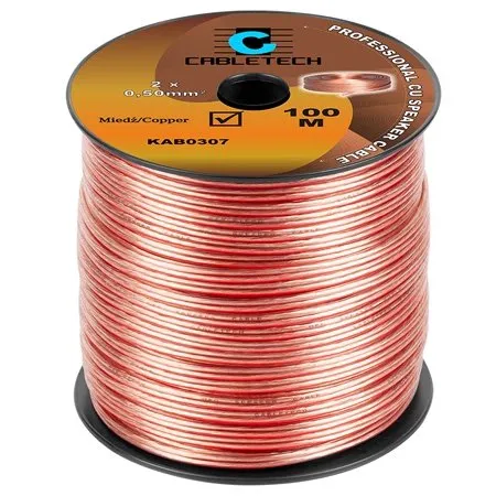 Cablu pentru difuzor, transparent, cupru, 2 x 0.5 mm2. Rola 100m KAB0307