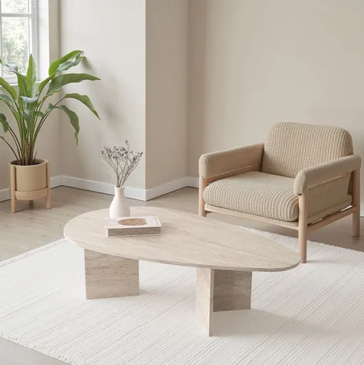 Masuta de cafea, Hanah Home, Flap, 139.5x42x79.5 cm, Travertin