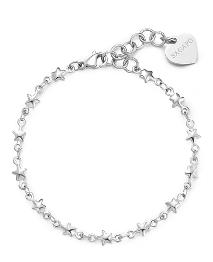 S'Agapõ Brățară din oțel cu steluțe Chunky SHK94
