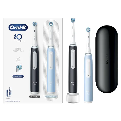 Oral B Periuță de dinți electrică Series iO 3 Duo Black/Ice Blue 2 buc